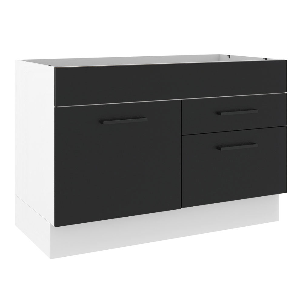 Bajo Mesada para Bacha 120 cm 2 Cajones 1 Puerta (Sin Mesada y Bacha) Blanco/Negro Agata Madesa
