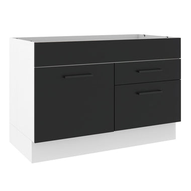 Bajo Mesada 120 cm 1 Puerta 2 Cajones Sin Mesada Blanco/Negro Agata Madesa
