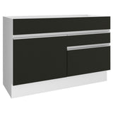 Bajo Mesada de Bacha de acero inoxidable 120cm 1 Puerta 2 Cajones Blanco/Negro (Sin Tapa y Sin Bacha de acero inoxidable) Glamy