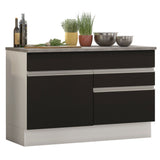 Bajo Mesada de Bacha de acero inoxidable 120cm 1 Puerta 2 Cajones Blanco/Negro (Con Tapa) Glamy
