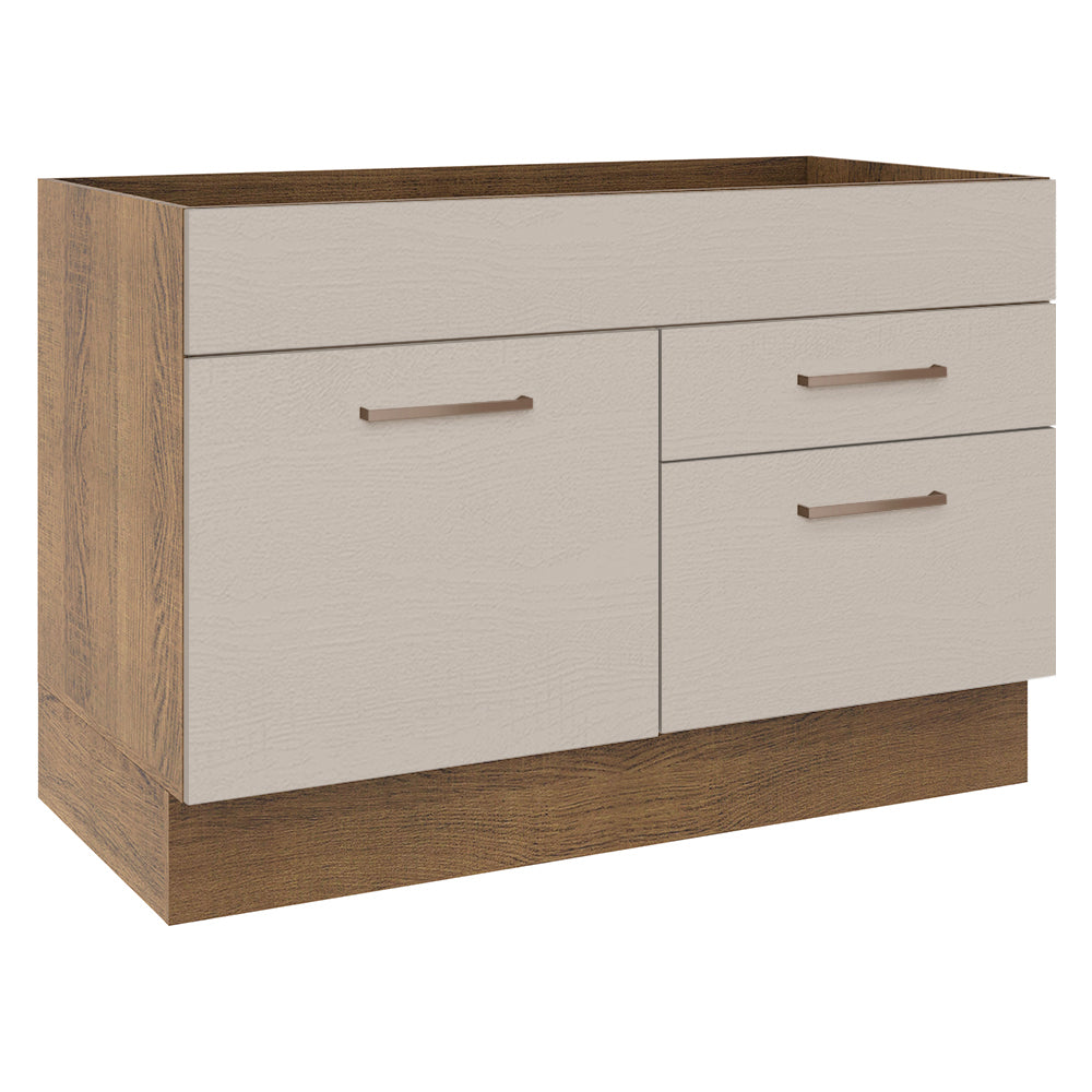 Bajo Mesada para Bacha  120 cm 2 Cajones 1 Puerta (Sin Mesada y Bacha) Marrón/Crema Agata Madesa