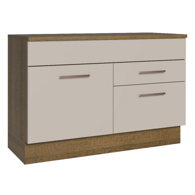 Bajo Mesada 120 cm 1 Puerta 2 Cajones Marrón/Crema Agata Madesa