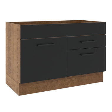 Bajo Mesada 120 cm 1 Puerta 2 Cajones Sin Mesada Marrón/Negro Agata Madesa