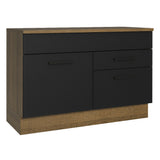 Bajo Mesada Cocina 120 cm 1 Puerta e 2 Cajones (Con Mesada) Marrón/Negro Agata Madesa