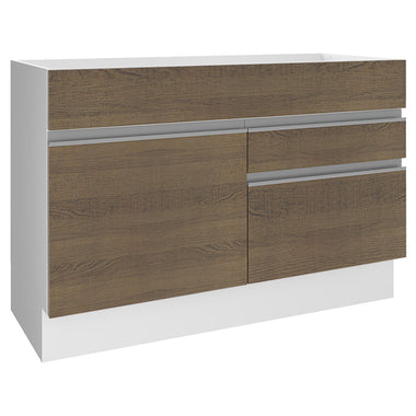 Bajo Mesada 120 cm 1 Puerta 2 Cajones Sin Mesada Blanco/Marrón Glamy Madesa