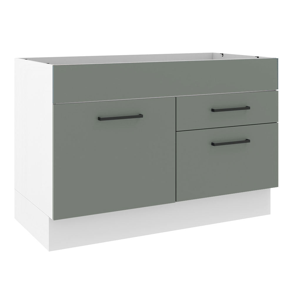 Bajo Mesada para Bacha 120 cm 2 Cajones 1 Puerta (Sin Mesada y Bacha) Blanco/Gris Agata Madesa