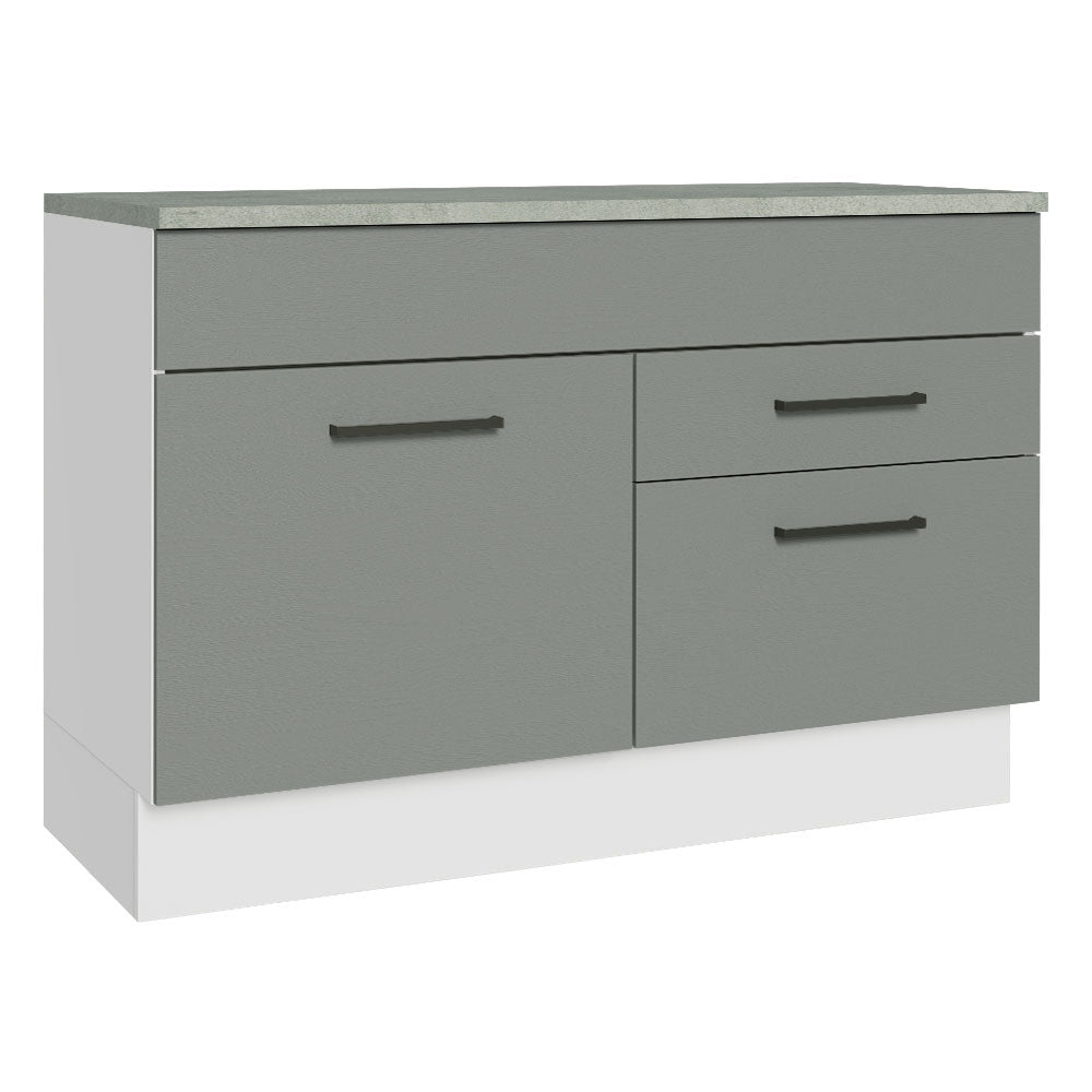 Bajo Mesada Cocina 120 cm 1 Puerta 2 Cajones (Con Mesada) Blanco/Gris Agata Madesa