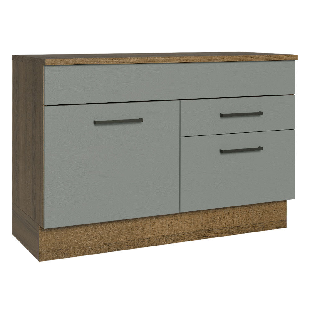 Bajo Mesada Cocina 120 cm con 1 Puerta y 2 cajones (Con Mesada) Marrón/Gris Agata Madesa