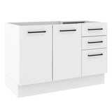 Bajo Mesada para Bacha 120 cm 3 Cajones 2 Puertas (Sin Mesada y Bacha) Blanco Agata Madesa