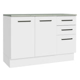 Bajo Mesada Cocina 120 cm 2 Puertas 3 Cajones (Con Mesada) Blanco Agata Madesa