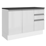 Bajo Mesada Cocina 100% MDF 120 cm 3 Puertas e 2 Cajones Blanco Acordes Madesa