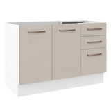 Bajo Mesada para Bacha 120 cm 2 Puertas 3 Cajones (Sin Mesada y Bacha) Blanco/Crema Agata Madesa