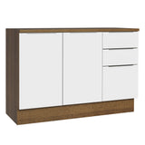 Bajo Mesada Cocina 120 cm 3 Cajones 2 Puertas (Con Mesada) Marrón/Blanco Stella Madesa