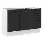 Bajo Mesada 120 x 52 cm 2 Puertas 3 Cajones Sin Mesada Blanco/Negro Agata Madesa