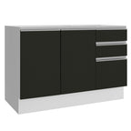 Bajo Mesada 120 x 52 cm 2 Puertas 3 Cajones Sin Mesada Blanco/Negro Glamy Madesa