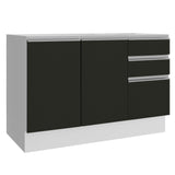 Bajo Mesada para Bacha 120 cm 2 Puertas 3 Cajones (Sin Tapa) Glamy Blanco/Negro