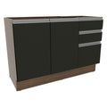 Bajo Mesada 120 x 52 cm 2 Puertas 3 Cajones Sin Mesada Marrón/Negro Glamy Madesa
