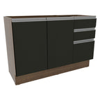 Bajo Mesada 120 x 52 cm 2 Puertas 3 Cajones Sin Mesada Marrón/Negro Glamy Madesa