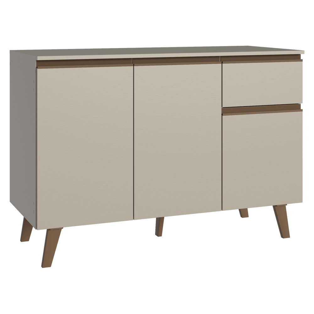 Bajo Mesada 120 cm 3 Puertas 1 Cajón con Patas Crema Nice Madesa
