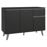 Bajo Mesada de Cocina 120 cm 3 Puertas 1 Cajón con Patas Negro Nice Madesa