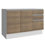 Bajo Mesada Bacha Glamy 120 cm 2 Puertas y 3 Cajones (Sin Tapa ni Bacha) Glamy Blanco/Marrón