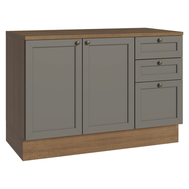Bajo Mesada 120 cm 2 Puertas 3 Cajones Marrón/Gris Vik Madesa