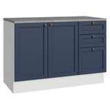 Bajo Mesada de Cocina 120 cm 2 Puertas 3 Cajones Blanco/Azul Vik Madesa