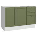 Bajo Mesada 120 x 52 cm 2 Puertas 3 Cajones Sin Mesada Blanco/Verde Vik Madesa