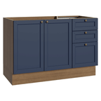 Bajo Mesada 120 x 52 cm 2 Puertas 3 Cajones Sin Mesada Marrón/Azul Vik Madesa