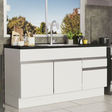 Bajo Mesada 150 cm 2 Puertas 2 Cajones Sin Mesada Blanco Glamy Madesa