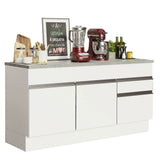 Bajo Mesada 2 Puertas 2 Cajones 150cm (Con Tapa) Blanco Glamy
