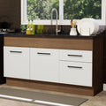 Bajo Mesada 150 x 52 cm 2 Puertas 2 Cajones Sin Mesada Marrón/Blanco Agata Madesa 01