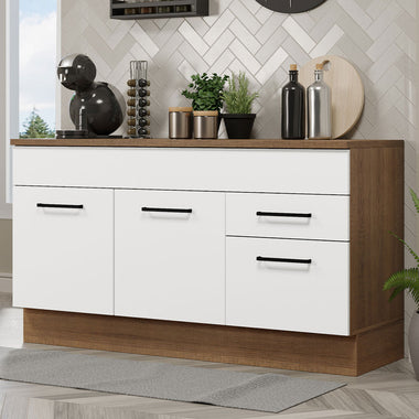 Bajo Mesada 150 cm 2 Puertas 2 Cajones Marrón/Blanco Agata Madesa