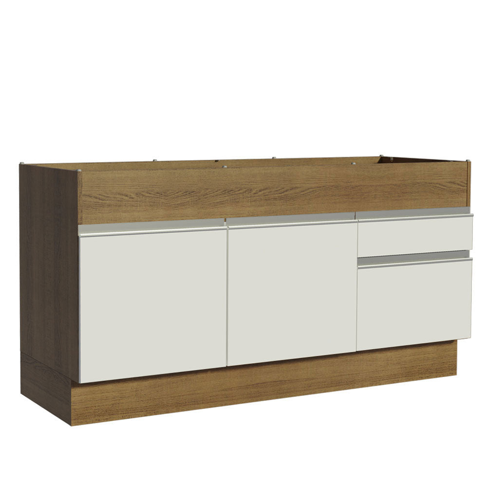 Bajo Mesada para Bacha 150 cm 2 Puertas y 2 Cajones (Sin Tapa Ni Bacha) Glamy Marrón/Blanco