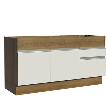 Bajo Mesada 150 cm 2 Puertas 2 Cajones Sin Mesada Marrón/Blanco Glamy Madesa
