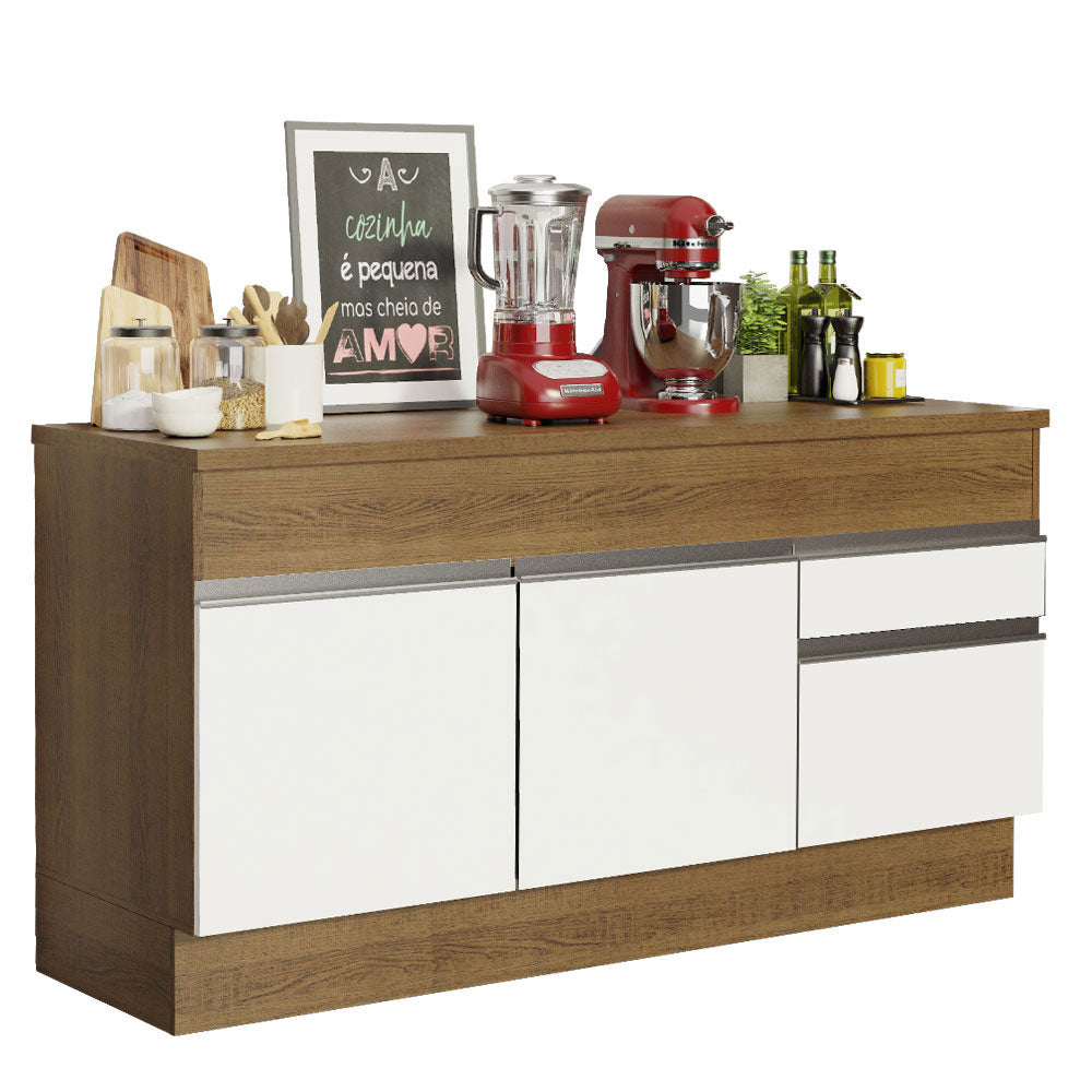 Bajo Mesada para Bacha 150 cm 2 Puertas y 2 Cajones (Con Tapa) Glamy Marrón/Blanco