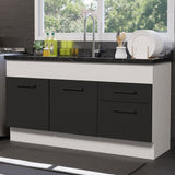 Bajo Mesada 150 cm 2 Cajones 2 Puertas Agata Blanco/Negro