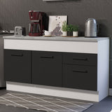Bajo Mesada Cocina 150 cm 2 Puertas e 2 Cajones (Con Mesada) Blanco/Negro Agata Madesa