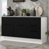 Bajo Mesada Cocina 150 cm 2 Cajones 2 Puertas (Con Mesada) Blanco/Negro Agata Madesa