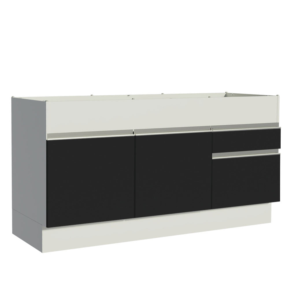 Bajo Mesada Cocina Madesa Glamy 150 cm 2 Puertas Blanco/Negro