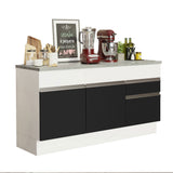 Bajo Mesada Cocina Madesa Glamy 150 cm 2 Puertas con Tapa Blanco/Negro