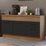 Bajo Mesada Cocina 150 cm 2 Puertas e 2 Cajones (Con Mesada) Marrón/Negro Agata Madesa