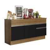 Bajo Mesada Cocina Madesa Glamy 150cm 2 Puertas con Tapa Marrón/Negro