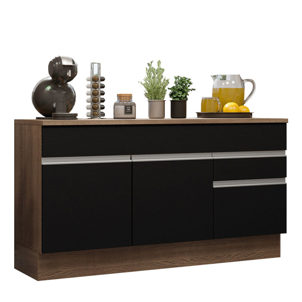 Bajo Mesada Cocina Madesa Glamy 150cm con Tapa Marrón/Negro