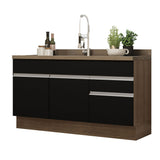 Bajo Mesada Cocina Madesa Glamy 150cm 2 Puertas sin Tapa Marrón/Negro