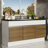 Bajo Mesada para Bacha 150 cm 2 Puertas y 2 Cajones (Sin Mesada) Glamy Blanco/Marrón