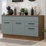 Bajo Mesada Cocina 150 cm 2 Cajones 2 Puertas (Con Mesada) Marrón/Gris Agata Madesa