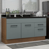 Bajo Mesada Cocina 150 cm 2 Puertas e 2 Cajones (Sin Mesada y Bacha) Marrón/Gris Agata Madesa