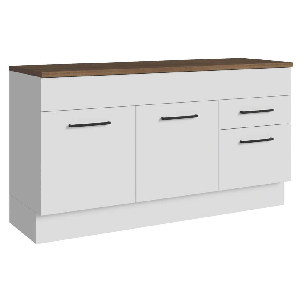 Bajo Mesada 150 cm 2 Puertas 2 Cajones Blanco/Marrón Agata Madesa