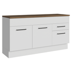 Bajo Mesada 150 cm 2 Puertas 2 Cajones Blanco/Marrón Agata Madesa